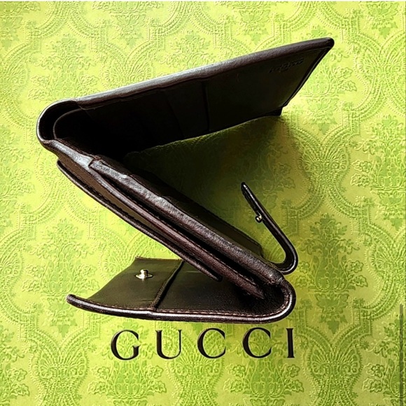 Gucci EUC chocolate color mens (unisex) wallet, 8 cardholders, cash, pocket - Picture 7 of 14